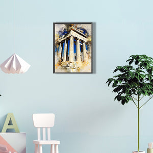Watercolor-Style Historical Sites 30*40CM(Canvas) Full Round Drill Diamond Painting