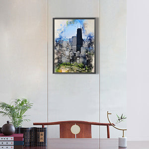 Watercolor-Style Historical Sites 30*40CM(Canvas) Full Round Drill Diamond Painting