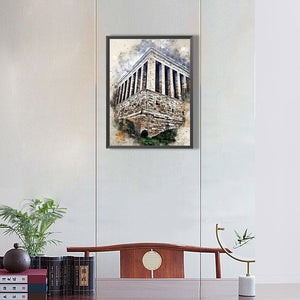 Watercolor-Style Historical Sites 30*40CM(Canvas) Full Round Drill Diamond Painting