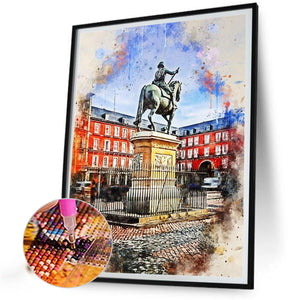 Watercolor-Style Historical Sites 30*40CM(Canvas) Full Round Drill Diamond Painting