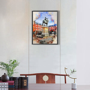 Watercolor-Style Historical Sites 30*40CM(Canvas) Full Round Drill Diamond Painting