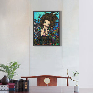 Girl Resting Chin In Underwater World 30*40CM(Canvas) Full Round Drill Diamond Painting