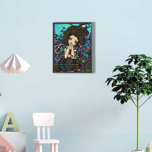 Girl Resting Chin In Underwater World 30*40CM(Canvas) Full Round Drill Diamond Painting