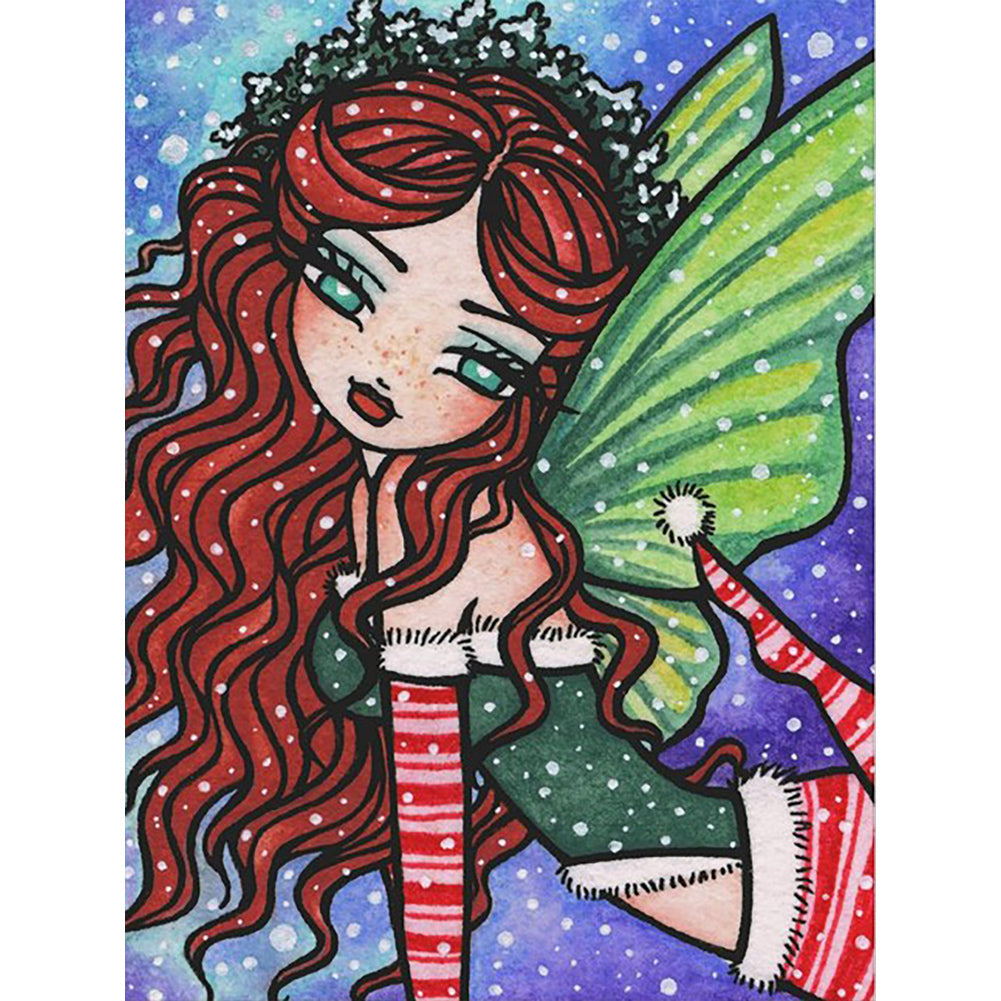Elf Girl In Snowy Season 30*40CM(Canvas) Full Round Drill Diamond Painting