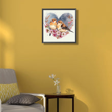 Load image into Gallery viewer, Two Sparrows In A Heart 30*30CM(Canvas) Full Round Drill Diamond Painting
