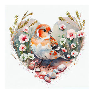 A Sparrow In A Heart 30*30CM(Canvas) Full Round Drill Diamond Painting