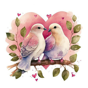 Two Doves In A Heart 30*30CM(Canvas) Full Round Drill Diamond Painting