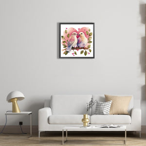 Two Doves In A Heart 30*30CM(Canvas) Full Round Drill Diamond Painting