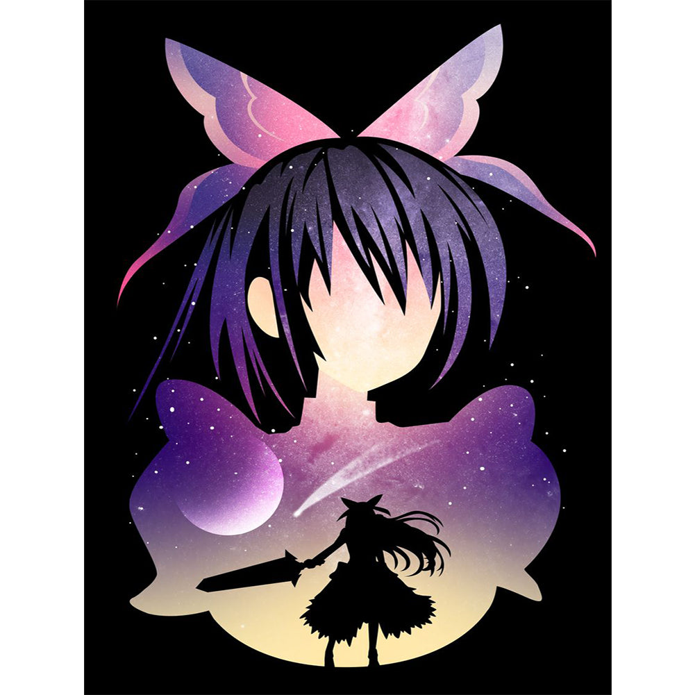 Huancan - Girl Silhouette - 40*55CM 11CT 3 Stamped Cross Stitch