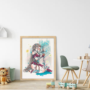 Huancan - Girl - 45*55CM 11CT 3 Stamped Cross Stitch