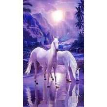 Load image into Gallery viewer, White Horse At Sunset 40*70CM(Canvas) Full Round Drill Diamond Painting
