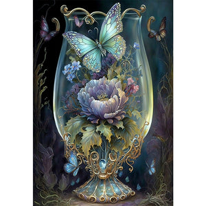 Flowers In A Cup 50*70CM(Canvas) Full Round Drill Diamond Painting