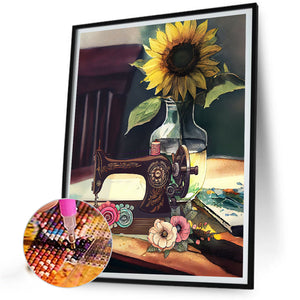Sewing Machine 30*40CM(Canvas) Full Round Drill Diamond Painting