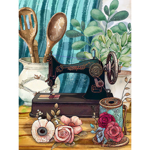 Sewing Machine 30*40CM(Canvas) Full Round Drill Diamond Painting