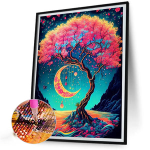 Tall Tree In The Starry Sky 30*40CM(Canvas) Full Round Drill Diamond Painting