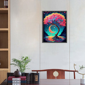 Tall Tree In The Starry Sky 30*40CM(Canvas) Full Round Drill Diamond Painting