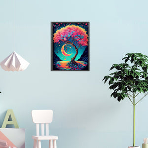 Tall Tree In The Starry Sky 30*40CM(Canvas) Full Round Drill Diamond Painting