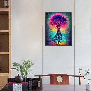 Tall Tree In The Starry Sky 30*40CM(Canvas) Full Round Drill Diamond Painting