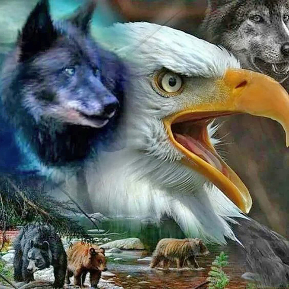 Ferocious Eagle 40*40CM(Canvas) Full Round Drill Diamond Painting