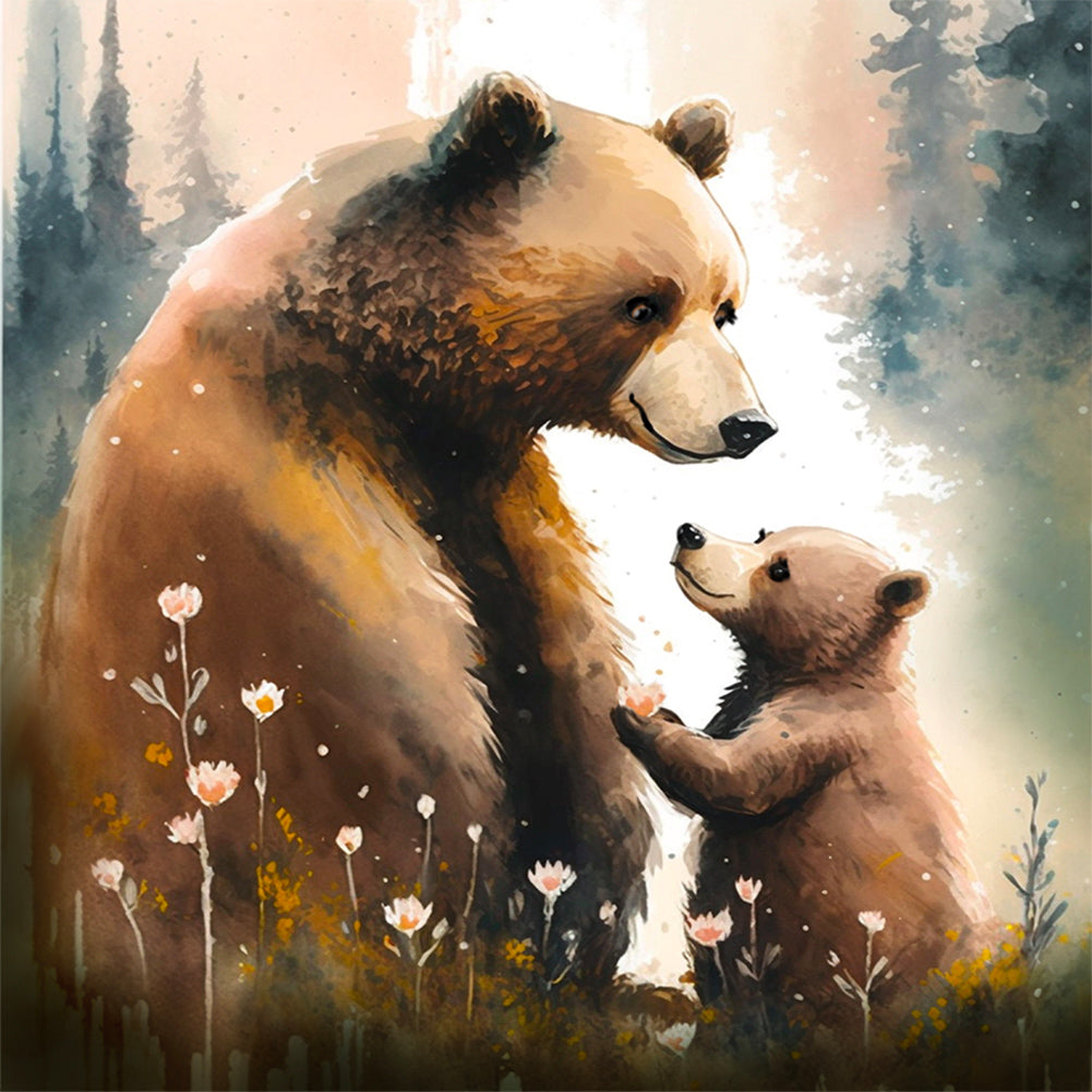 Mother'S Day Bear And Child 30*30CM(Canvas) Full Round Drill Diamond Painting