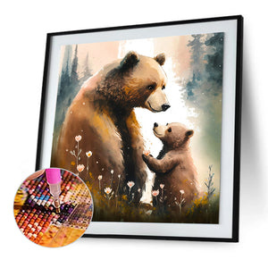 Mother'S Day Bear And Child 30*30CM(Canvas) Full Round Drill Diamond Painting