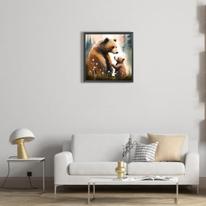 Mother'S Day Bear And Child 30*30CM(Canvas) Full Round Drill Diamond Painting