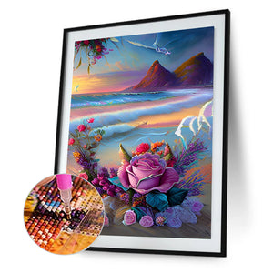 Beautiful Beach Roses 30*40CM(Canvas) Full Round Drill Diamond Painting