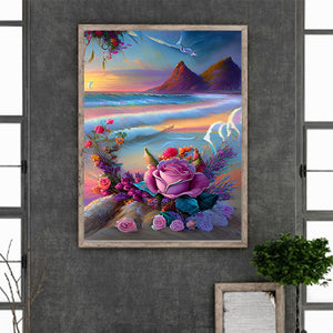 Beautiful Beach Roses 30*40CM(Canvas) Full Round Drill Diamond Painting