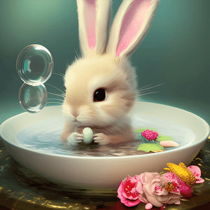 Bunny In A Teacup 30*30CM(Canvas) Full Round Drill Diamond Painting