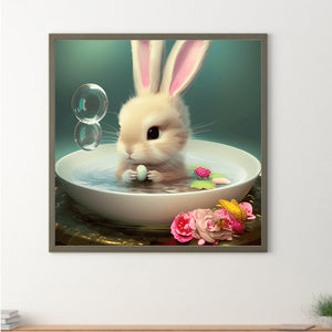 Bunny In A Teacup 30*30CM(Canvas) Full Round Drill Diamond Painting