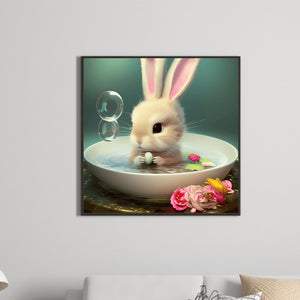 Bunny In A Teacup 30*30CM(Canvas) Full Round Drill Diamond Painting