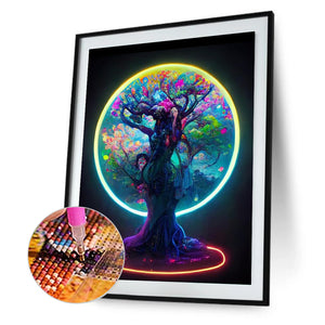 Tree Of Life In The Moonlight 30*40CM(Canvas) Full Round Drill Diamond Painting