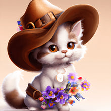 Load image into Gallery viewer, Cat With Cowboy Hat 30*30CM(Canvas) Full Round Drill Diamond Painting
