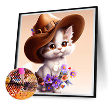 Load image into Gallery viewer, Cat With Cowboy Hat 30*30CM(Canvas) Full Round Drill Diamond Painting

