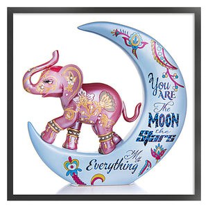 Yishu - Moon And Baby Elephant - 50*50CM 11CT 3 Stamped Cross Stitch