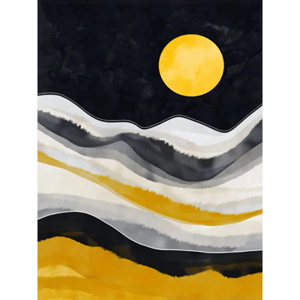 Golden Mountain At Night 30*40CM(Canvas) Full Round Drill Diamond Painting