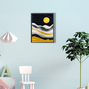 Golden Mountain At Night 30*40CM(Canvas) Full Round Drill Diamond Painting