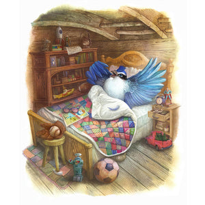 Huancan - Bird: White-Browed Blue Flycatcher - 40*50CM 14CT 2 Stamped Cross Stitch