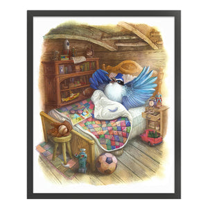 Huancan - Bird: White-Browed Blue Flycatcher - 40*50CM 14CT 2 Stamped Cross Stitch