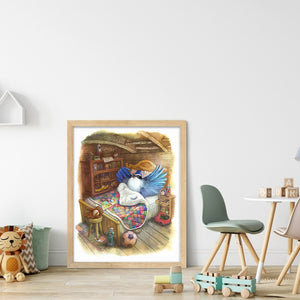Huancan - Bird: White-Browed Blue Flycatcher - 40*50CM 14CT 2 Stamped Cross Stitch