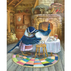 Huancan - Bird: White-Browed Blue Flycatcher - 40*50CM 14CT 2 Stamped Cross Stitch