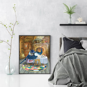 Huancan - Bird: White-Browed Blue Flycatcher - 40*50CM 14CT 2 Stamped Cross Stitch