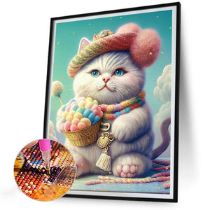 Chubby Candy Cat 30*40CM(Canvas) Full Round Drill Diamond Painting
