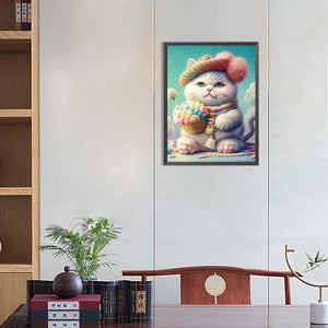 Chubby Candy Cat 30*40CM(Canvas) Full Round Drill Diamond Painting