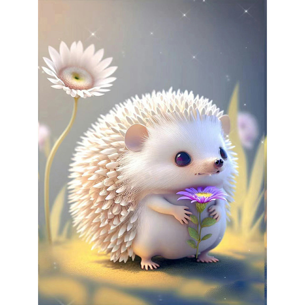 Hedgehog And Daisy 30*40CM(Canvas) Full Round Drill Diamond Painting