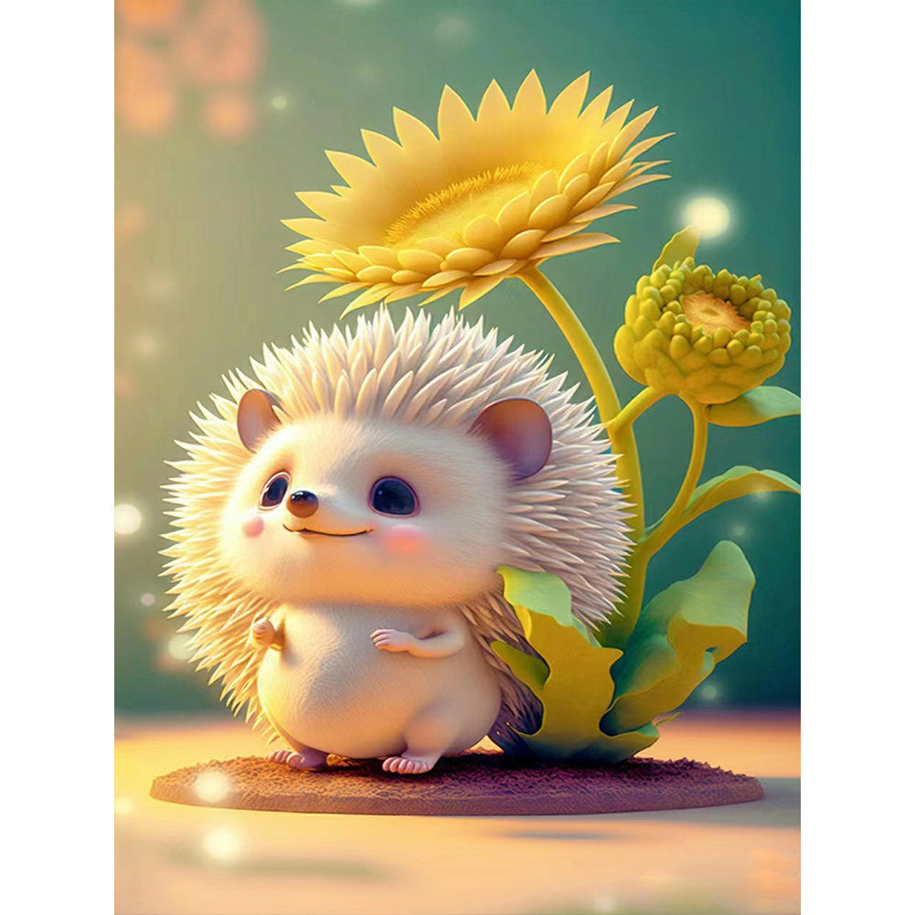 Hedgehog And Sunflower 30*40CM(Canvas) Full Round Drill Diamond Painting