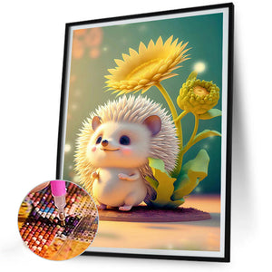 Hedgehog And Sunflower 30*40CM(Canvas) Full Round Drill Diamond Painting
