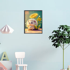 Hedgehog And Sunflower 30*40CM(Canvas) Full Round Drill Diamond Painting