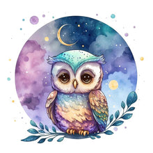 Load image into Gallery viewer, Yishu - Cute Blue Watercolor Owl - 45*45CM 11CT 3 Stamped Cross Stitch
