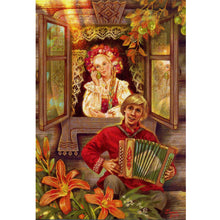 Load image into Gallery viewer, Yishu - Retro Oil Painting Of A Little Girl - 50*70CM 11CT 3 Stamped Cross Stitch
